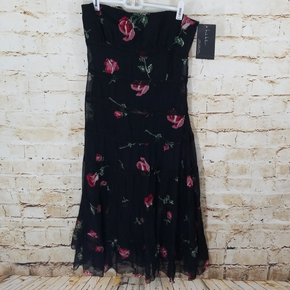 Nicole Miller Strapless Black Silk Dress Size 6